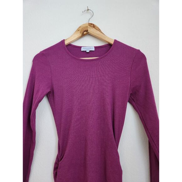Michael Stars Fuchsia Long Sleeve Ruched Bodycon Dress | Size S - Picture 3 of 9